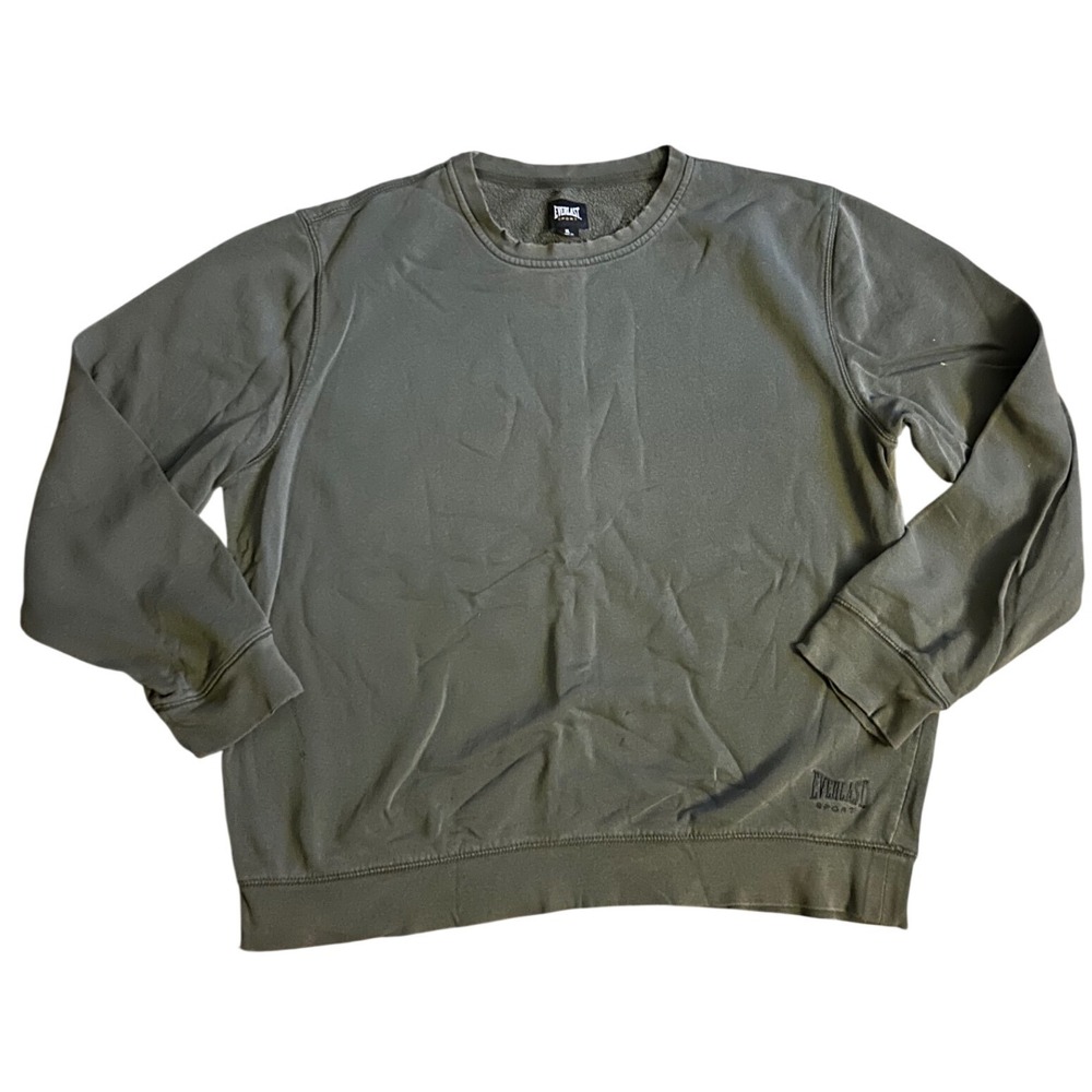 Everlast Sport Mens XL Olive Green Crewneck Fleece Sweatshirt Pullover Logo